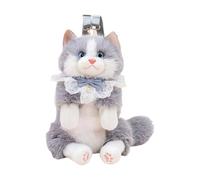 Nishiyuenyi Katzen Rucksack Plüsch Cartoon Tier Schultertasche Damen mit Glattem Reißverschluss Und Verstellbaren Gurten für Party Zoo Park Reisen Festival Alltag, Grau