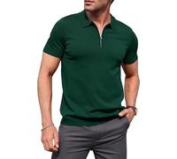 NITAGUT Herren Poloshirt Kurzarm Sport Golf Polo Shirts Slim Fit Boss T-Shirt Sommer Polohemd für Männer,Dunkelgrün,XL
