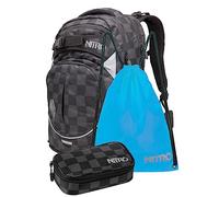 Nitro Superhero, Schulrucksackset, Rucksack, Backpack, abnehmbarer Hüftgurt, robuste Bodenplatte, Thermotasche, Laptopfach, Turnbeutel & Pencil Case XL, Checker