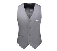 NITRY Basic Weste Herren Casual Gutaussehend Mode Anzug Weste Herren Temperament Vintage Trend Blazer Weste Herren Jugend Klassisch All-Match Weste Herren L-Light Grey 5XL