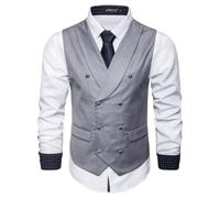 NITRY Basic Weste Herren Temperament Vintage Trend Blazer Weste Herren Casual Gutaussehend Mode Anzug Weste Herren Jugend Klassisch All-Match Weste Herren G-Light Grey 3XL