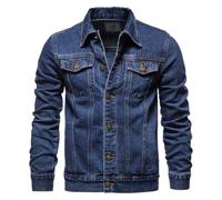 NITRY Jacke Herren Casual Mode All-Match Jeansjacke Herren Jugend Vintage Trend Outdoorjacke Herren Leichte Komfortabel Übergangsjacke Herren C-Dark Blue XL