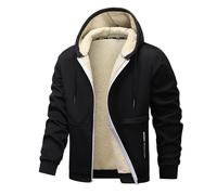 NITRY Jacke Herren Casual Mode Mit Kapuze Langarm Jacke Herren Slim Fit Komfortabel Warm Kältejacke Herren Jugend Trend Klassisch Outdoorjacke Herren L-Black XL