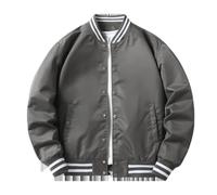 NITRY Jacke Herren Casual Sport Einfarbig Langarm Jacke Herren Komfortabel Warm Outdoorjacke Herren Jugend Mode Trend Bomberjacken Herren K-Grey XXL