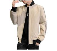 NITRY Jacke Herren Komfortabel Warm Outdoorjacke Herren Jugend Mode Trend Bomberjacken Herren Casual Sport Einfarbig Jacke Herren Langarm Jacke Herren C-Khaki M