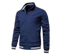 NITRY Jacke Herren Langarm Jacke Herren Casual Sport Einfarbig Jacke Herren Jugend Mode Trend Bomberjacken Herren Komfortabel Warm Outdoorjacke Herren I-Dark Blue L