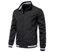 NITRY Jacke Herren Langarm Jacke Herren Casual Sport Einfarbig Jacke Herren Jugend Mode Trend Bomberjacken Herren Komfortabel Warm Outdoorjacke Herren F-Black L