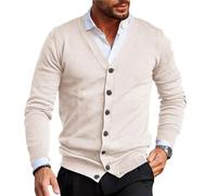 NITRY Strickjacke Herren Casual Weich Atmungsaktiv Gestrickte Jacke Herren Mode Komfortabel Warm Knit Sweater Herren Jugend Trend Klassisch Sweater Jacke Herren B-White S