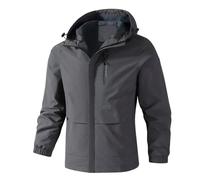 NITRY Übergangsjacke Herren Casual Gutaussehend Mode HoodieJacke Urlaub Camping Sport Outdoorjacke Leichte Persönlichkeit Trend LangarmJacke G-Dark Grey XXL