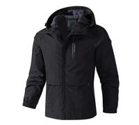 NITRY Übergangsjacke Herren Casual Gutaussehend Mode HoodieJacke Urlaub Camping Sport Outdoorjacke Leichte Persönlichkeit Trend LangarmJacke E-Black XXL