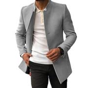 NITRY Übergangsjacke Herren Urban Jugend Temperament Outdoorjacke Herren Regular Fit Persönlichkeit Trend Vintage Jacke Männer Mittlere Länge Mode Casual Langarm Jacke Herren F-Grey L