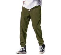 NIULI Herren Baggy Weitem Bein Cord Hose Stretch Weite Jogginghose Sweatpants Modern Elastische Taille Corduroy Pants Men Lange Cordhosen Mit Kordelzug Vintage Sweathose(Green,3XL)