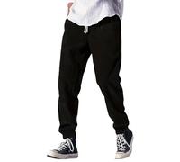 NIULI Herren Baggy Weitem Bein Cord Hose Stretch Weite Jogginghose Sweatpants Modern Elastische Taille Corduroy Pants Men Lange Cordhosen Mit Kordelzug Vintage Sweathose(Noir,M)