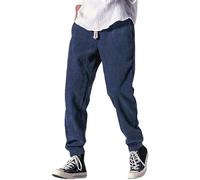 NIULI Herren Baggy Weitem Bein Cord Hose Stretch Weite Jogginghose Sweatpants Modern Elastische Taille Corduroy Pants Men Lange Cordhosen Mit Kordelzug Vintage Sweathose(Navy Blue,M)