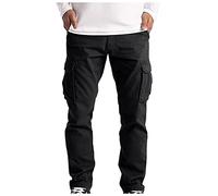 NIULI Herren Cargohose Freizeithose Arbeitshose Stretch Cargo Hose Multi Taschen Wanderhose Trekkinghose Jeans Jogginghose Herrenhosen Sweatpants Breite Hose Weites Bein Sporthose(L)