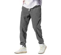 NIULI Herren-Samthose, Gerippte Japanische Hose, Elastische Taille, Große Größe, Winter, Joggen, Baggy, Jogginghose, Sportbekleidung, Sport, Chino-Hose, Bequem(Gray,S)