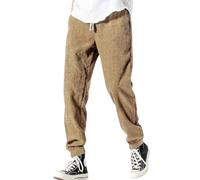 NIULI Japanische Samthose for Herren, Weit, Winter, Mit Tasche, Stilvoll, Gerippt, Bodybuilding Mit Kordelzug, Jogging, Streetwear, Baggy, Elastisch(Khaki,XL)