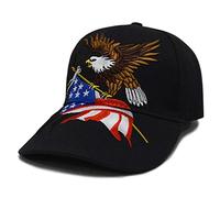 niumanery Unisex 3D bestickte Patriotische Adler Clutching American Flag Baseball Cap Hip Hop Outdoor Verstellbare Strapback Buchstaben Dad Hat Schwarz