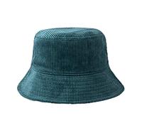 niumanery Unisex Winter Warm Corduroy Velvet Bucket Hat Ribbed Solid Color Fisherman Cap Lake Green