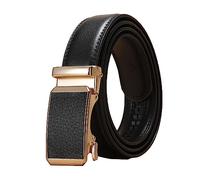 NIUXICH 3cm breiter Damen-/Herren-Ledergürtel, verstellbarer automatischer Schnallengürtel, Kleidung, dekorativer Gürtel, Schwarz, 130cm