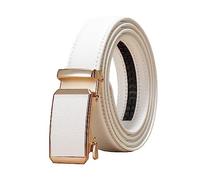 NIUXICH 3cm breiter Damen-/Herren-Ledergürtel, verstellbarer automatischer Schnallengürtel, Kleidung, dekorativer Gürtel, Weiss, 100cm