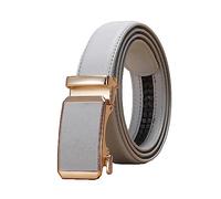 NIUXICH 3cm breiter Damen-/Herren-Ledergürtel, verstellbarer automatischer Schnallengürtel, Kleidung, dekorativer Gürtel, Grau, 130cm