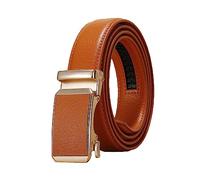 NIUXICH 3cm breiter Damen-/Herren-Ledergürtel, verstellbarer automatischer Schnallengürtel, Kleidung, dekorativer Gürtel, Orange, 90cm