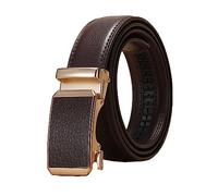 NIUXICH 3cm breiter Damen-/Herren-Ledergürtel, verstellbarer automatischer Schnallengürtel, Kleidung, dekorativer Gürtel, Kaffee, 130cm