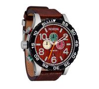 NIXON 51-30 Chrono A1392-300 m wasserdichte Herren-Armbanduhr, analog, modisch, Silber/Palisander/Schokolade, ONE, 51-30 Chrono-Leder