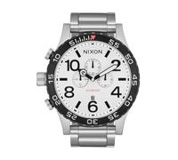 Nixon 51-30 Chrono Herren Armbanduhr 51 mm Silber Weiß, Quarz Chronograph mit Edelstahlgehäuse und Edelstahlarmband, 30 bar wasserdicht, A1389-5371-00