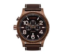 Nixon 51-30 Chronograph Armbanduhr für Herren in der Farbe Braun mit Armband aus Leder, Wasserdichtigkeit: 10 bar, Gehäusedurchmesser: 51 mm, A1392-5240-00