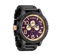 Nixon 51-30 Chronograph Armbanduhr für Herren in der Farbe Grün mit Armband aus Edelstahl, Wasserdichtigkeit: 30 bar, Gehäusedurchmesser: 51 mm, A1389-5270-00