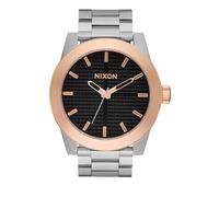 Nixon Corporal Herren Armbanduhr, Quarz Analog, Edelstahl, 48mm, Edelstahlarmband, Silber/Orange, 10 bar, Zifferblattfarbe: Schwarz, A346-5383-00
