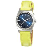 Nixon Damen-Armbanduhr Small Time Teller Navy/Neon Yellow Analog Quarz Leder A5092080-00