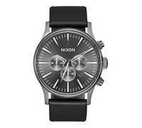 Nixon Herren Armbanduhr Sentry Chrono Leather mit Armband aus Leder 25mm, Wasserdichtigkeit: 10 Bar, Farbe: All Gunmetal/Black, Gehäusedurchmesser: 42 mm, A1391-680-00
