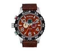 Nixon Herren Chronograph 51-30 mit braunen Lederarmband, 30 Bar, Gehäusedurchmesser: 51 mm, A1392-5341-00