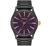NIXON Sentry SS A356 - 100 m wasserdichte analoge klassische Herren-Armbanduhr (42 mm Zifferblatt, 23 mm-20 mm Edelstahlband), Gunmetal/Blackberry/Gold, One Size, Sentry Edelstahl