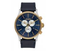 Nixon The Sentry Chrono Leather Gold / Blue Sunray Herrenchronograph (A4051922)