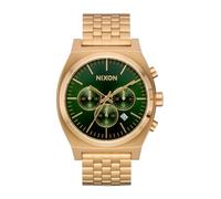 Nixon Time Teller Chrono Herren Armbanduhr 40,5 mm Gold Grün, Quarz Chronograph mit Edelstahlgehäuse und Edelstahlarmband, 10 bar wasserdicht, Datumsanzeige, A972-1919-00