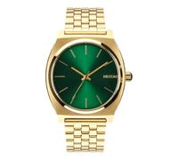 Nixon Time Teller Damennuhr Analog Quarz mit Edelstahl Armband Gold / Green Sunray