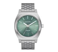 Nixon Time Teller Solar Herren Armbanduhr aus Edelstahl in der Farbe Silber-Grün 40mm, Wasserdichtigkeit: 10Bar, A1369-5172-00