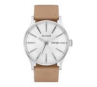 NIXON SENTRY LEATHER Uhr all silver/tan