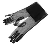 NIYANGLE 1 Paar Lange Brauthandschuhe aus Leichtem Atmungsaktivem Tüll in Schwarz für Elegante Hochzeits und Geburtstagsfeiern