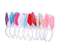 NIYANGLE 10 Stück Plüsch Hasenohren Haarreifen mit Pailletten für Ostern und Kostümpartys Bequeme Accessoires Mix aus Verschiedenen Stilen