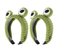NIYANGLE 2 Stück Gestricktes Frosch Stirnband aus Garn für Damen und Mädchen mit Großer Augenform Schnelltrocknend und Pflegeleicht für Schönheitsanwendungen und Partys im Winter