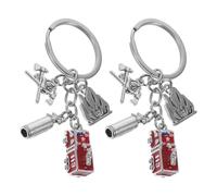 NIYANGLE 2 Stück pack Feuerwehr Schlüsselanhänger aus Zinklegierung mit Realistischen Details und Robustem Ring als Geschenk für Feuerwehr Partys und Tägliche Nutzung