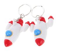 NIYANGLE 2 Stück Raketen Schlüsselanhänger aus Langlebigem Kunststoff Weiß Weltraum Deko für Schlüssel Taschen und Rucksack