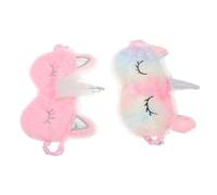 NIYANGLE 2 Stück Weiche Plüschige Einhorn Schlafmaske für Jugendliche Lichtblockierende Augenabdeckung mit Niedlichem Cartoon design für Schlaf Reisen und Partys
