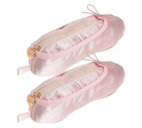 NIYANGLE Ballettschuhe Federmäppchen 2 Stück Satin Kosmetiktasche für Mädchen Make Up Pinsel Organizer Tragbare Tanzschuhtasche 8 X 2,8 X 1,2 Zoll
