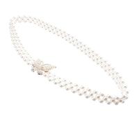 NIYANGLE Elegante Weiße Braut Taillenkette aus Nachahmung Perlen mit Lochmuster Stilvoller Hüftgürtel für Hochzeitskleid Handgefertigtes Design für Besondere Anlässe